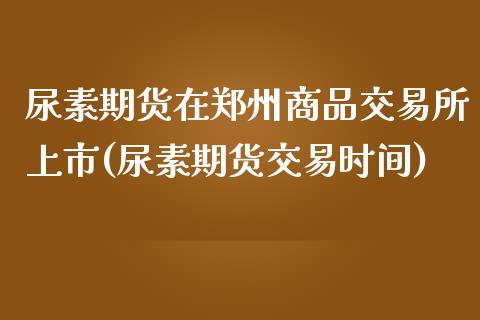 尿素期货在郑州商品交易所上市(尿素期货交易时间)_https://hz1.wpmee.com_期货文章_第1张