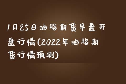 1月25日油脂期货早盘开盘行情(2022年油脂期货行情预测)_https://yy1.wpmee.com_期货原油_第1张